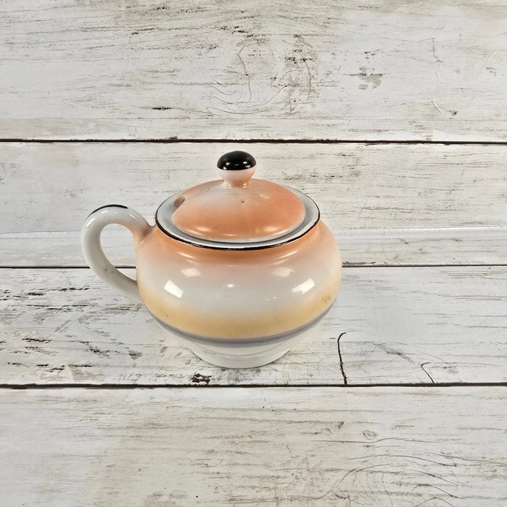 Vintage Noritake‎ Hand Painted Windmill Sugar Bowl with Lid Made in Japan Sunset